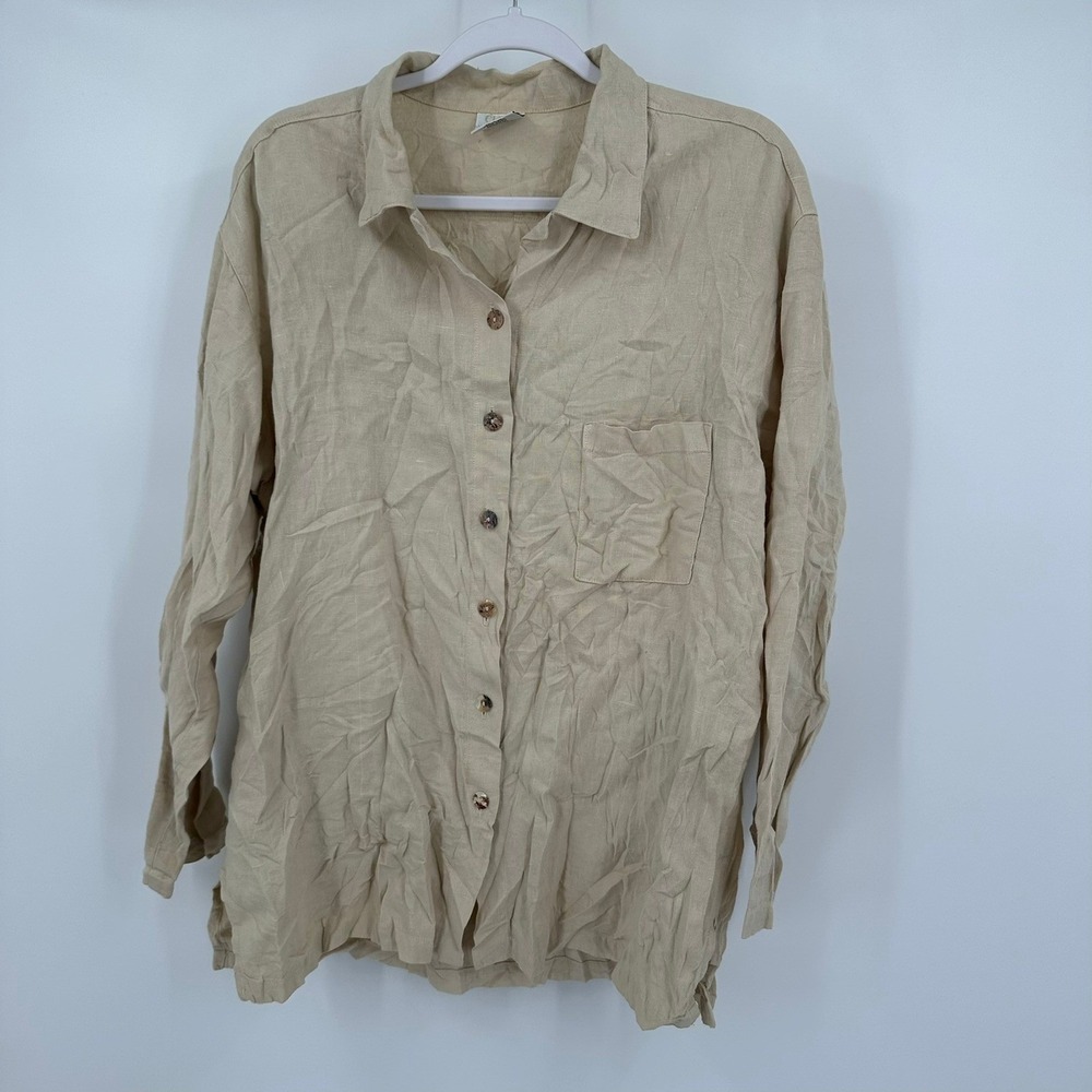 Color Me Cotton Womens Old Money Linen Top Sz M Minimalist Boho Coastal Grandma